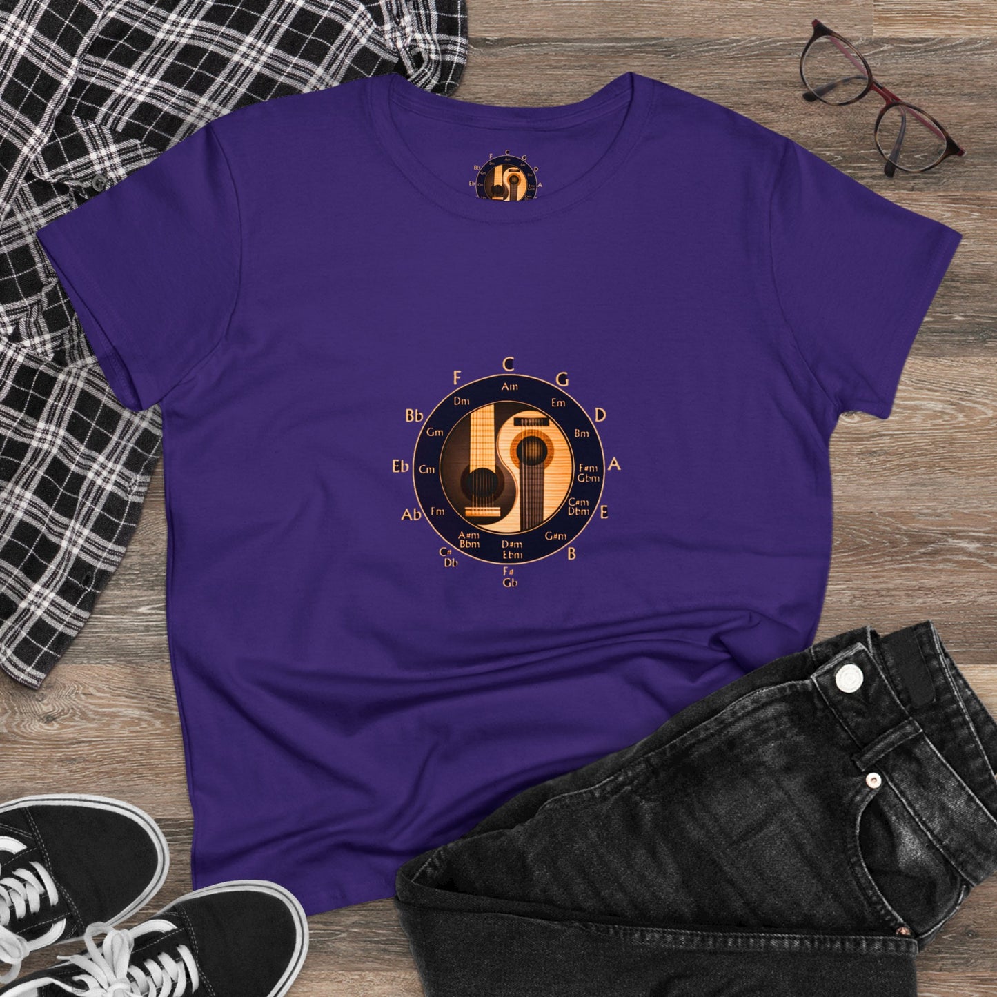 Musician Circle of Fifths contoured 100% cotton tee