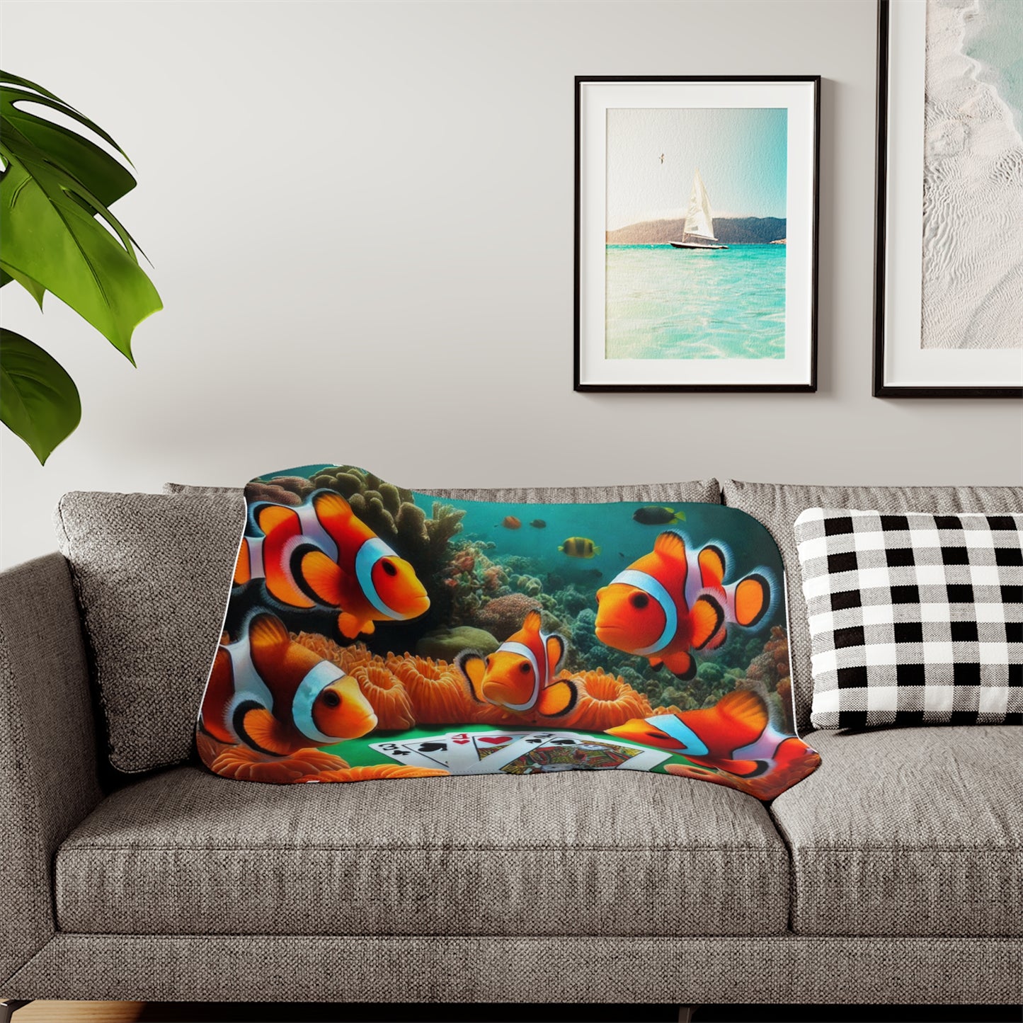 Clown Fish Style Sherpa Blanket,