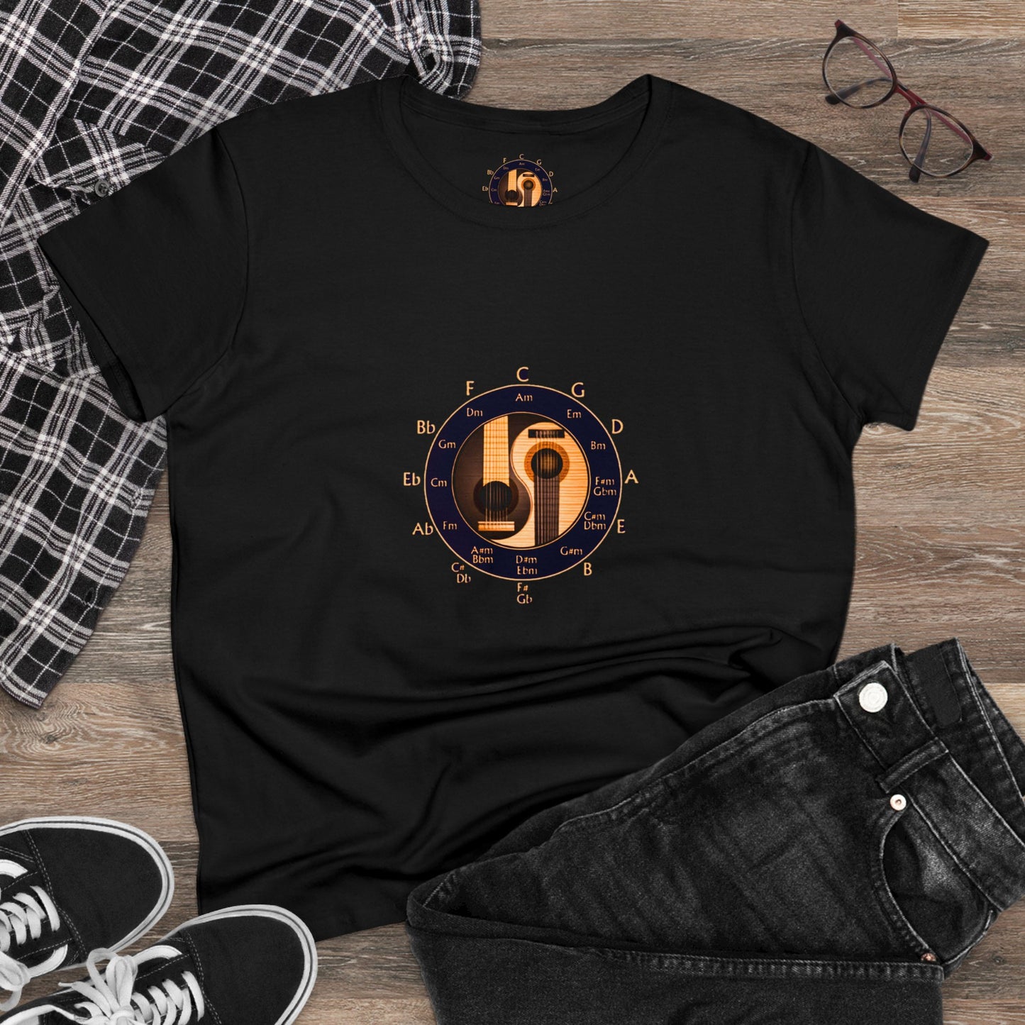 Musician Circle of Fifths contoured 100% cotton tee