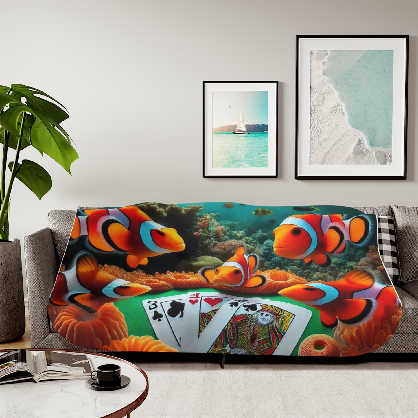 Clown Fish Style Sherpa Blanket,