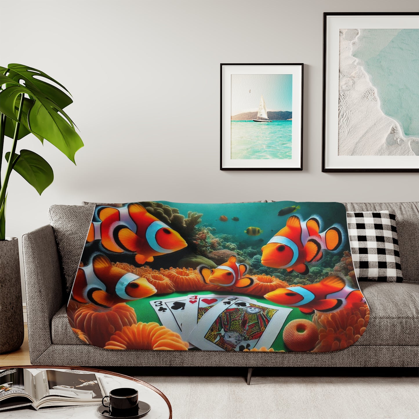 Clown Fish Style Sherpa Blanket,