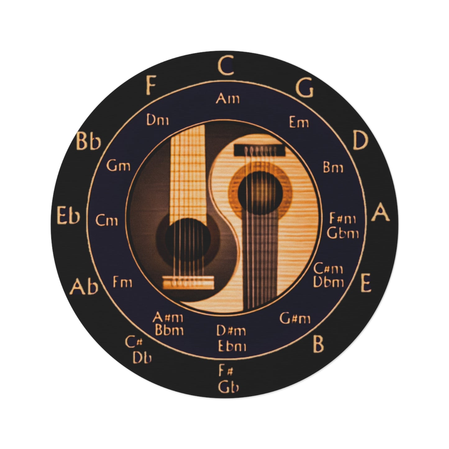 Musician Guitarist Round Rug - Circle of Fifths