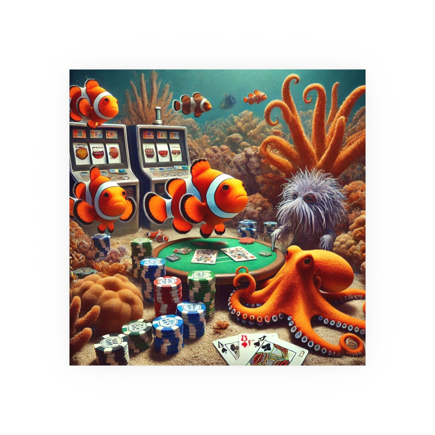 Clown Fish Underwater Casino Matte Posters