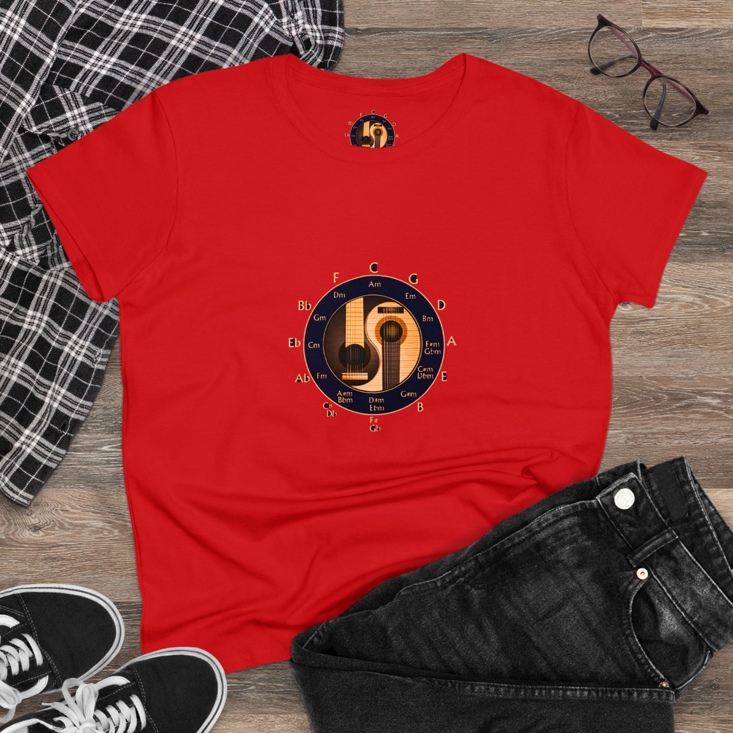 Musician Circle of Fifths contoured 100% cotton tee