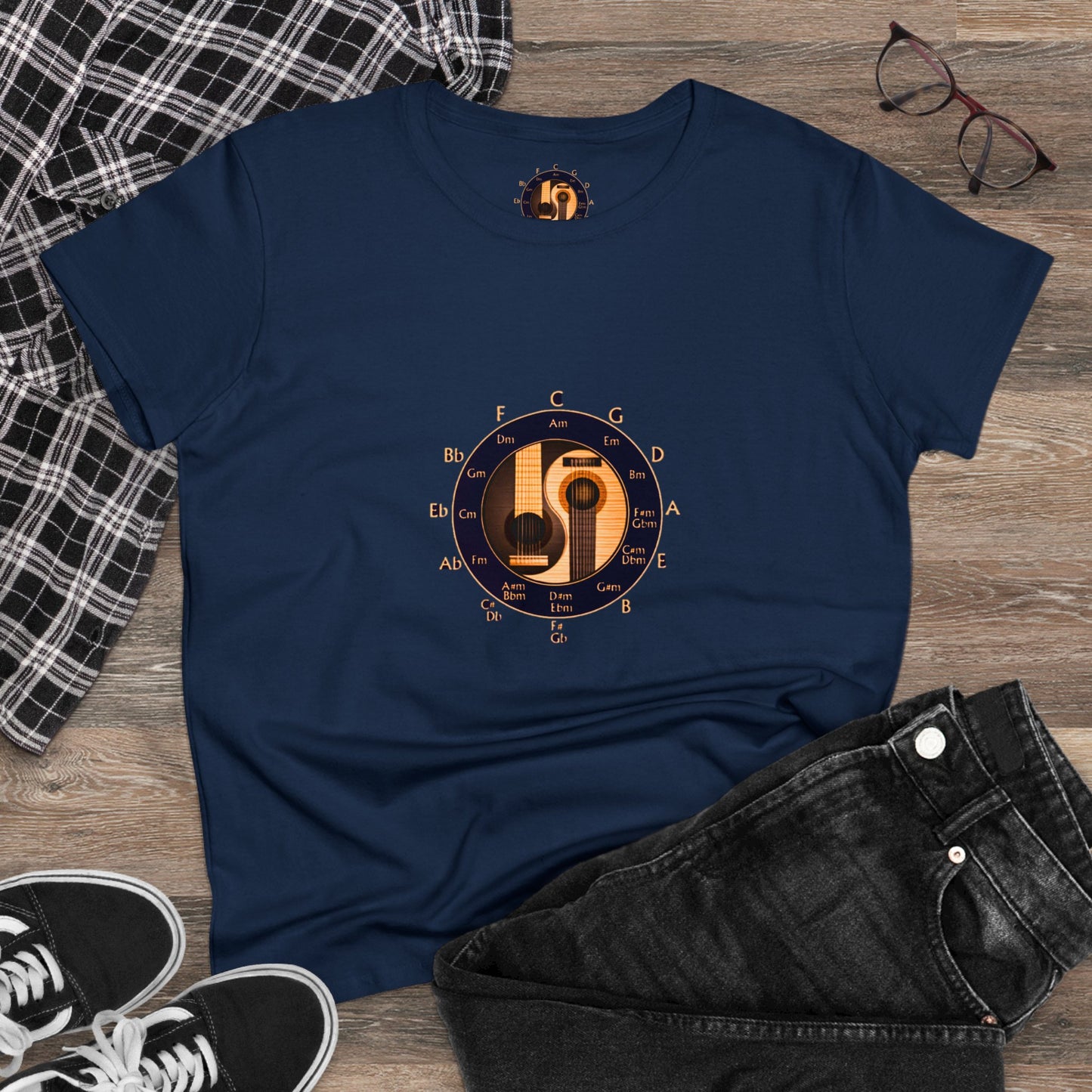 Musician Circle of Fifths contoured 100% cotton tee